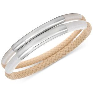 Alfani Silver-Tone 2-Pc. Set Curved Bar & Braided Rope Bangle Bracelets